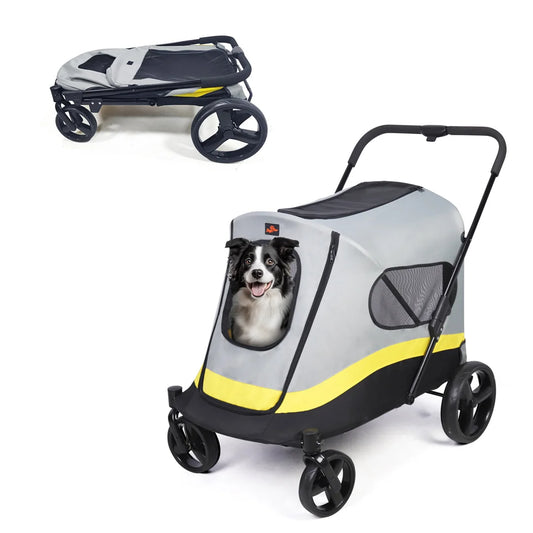 BingoPaw Foldable Dog Stroller with Rainproof Cover for Pet Travel