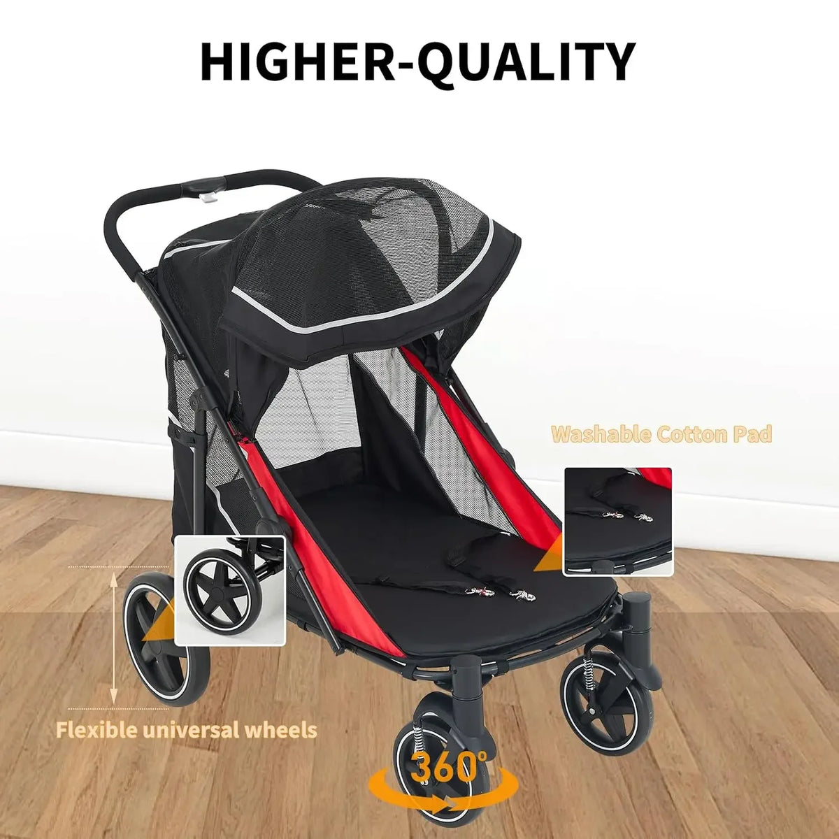 Garvee Heavy Duty Foldable Dog Stroller With Mesh Ventilation