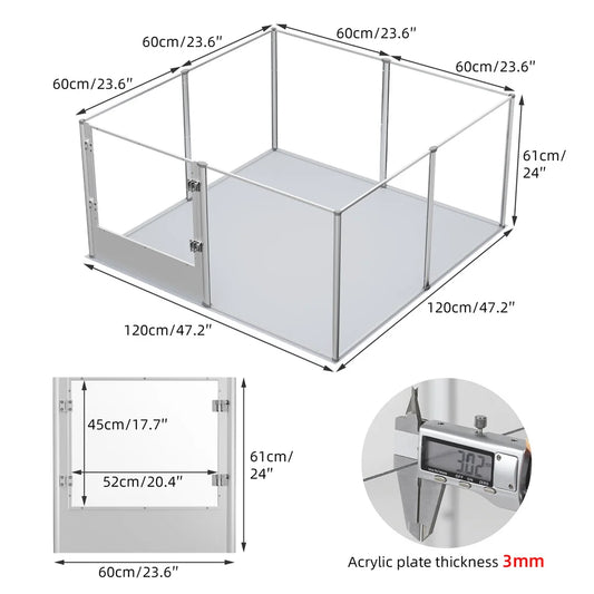 BINGOPAW Clear Acrylic Pet Playpen Waterproof Pad For Small Pets