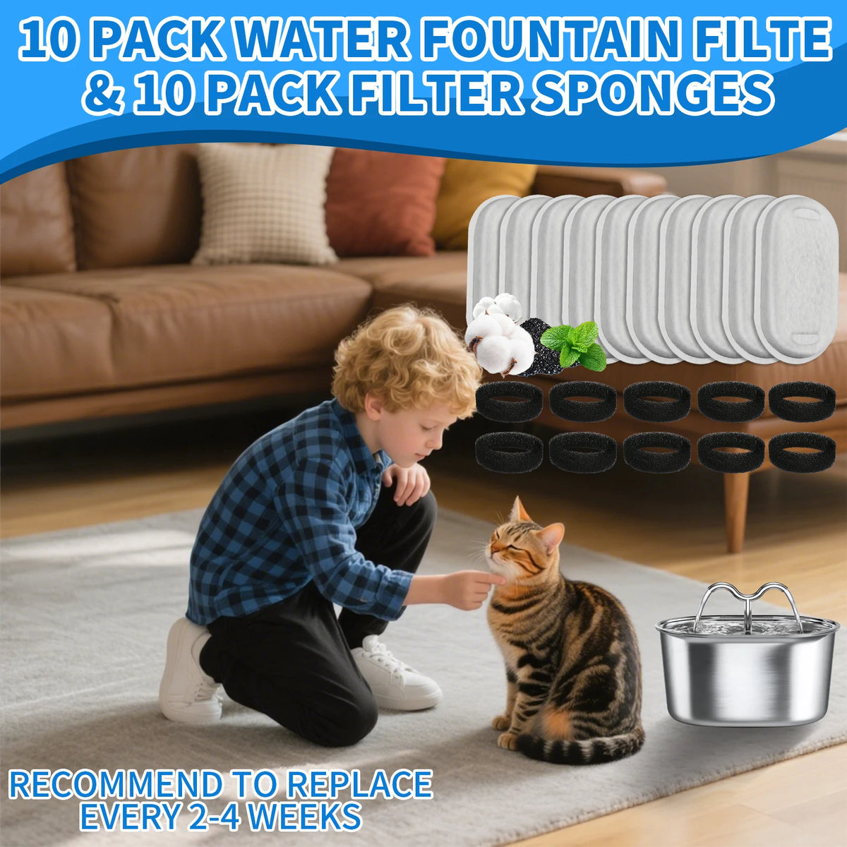 Replacement Activated Carbon Filters for Cat Water Fountains