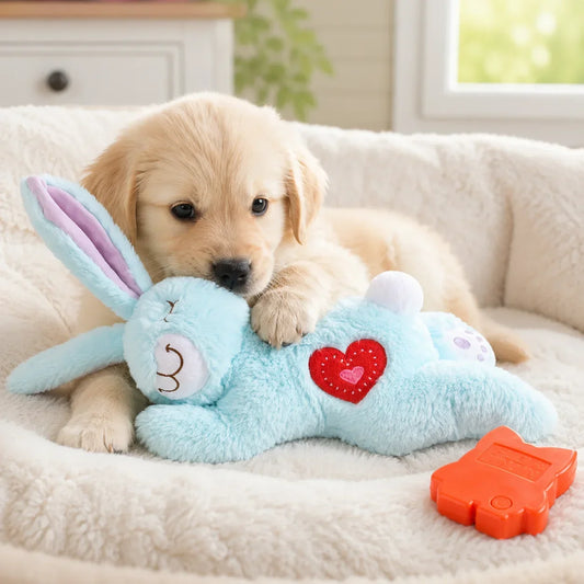 Bunny Plush Dog Heartbeat Toy Puppy Anxiety Relief Calming Pillow