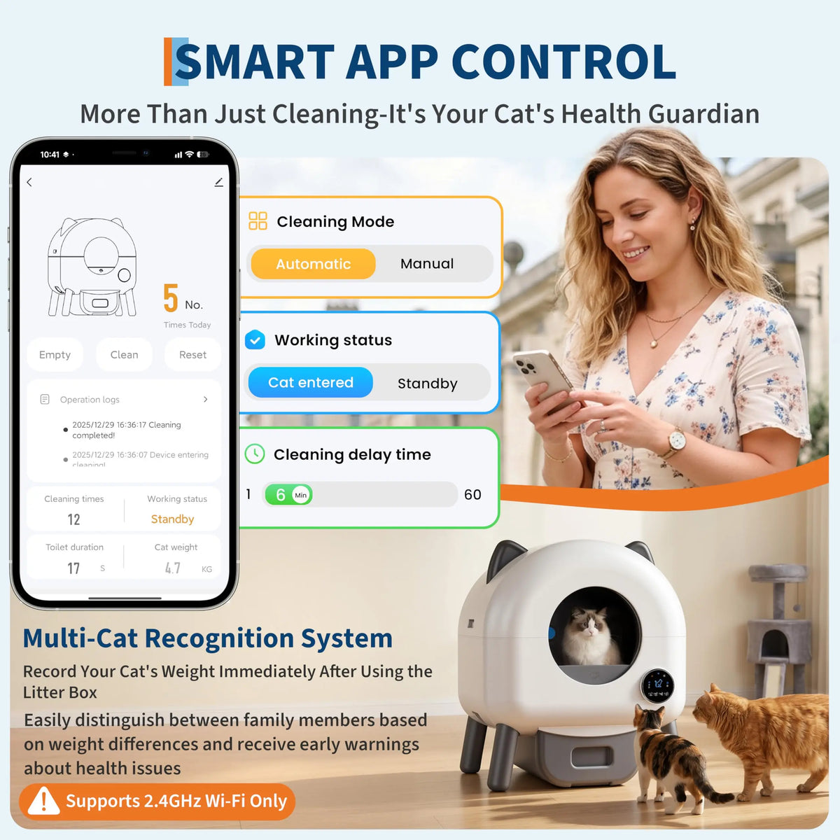 HiMiss Automatic Self Cleaning Cat Litter Box Smart App Controlled