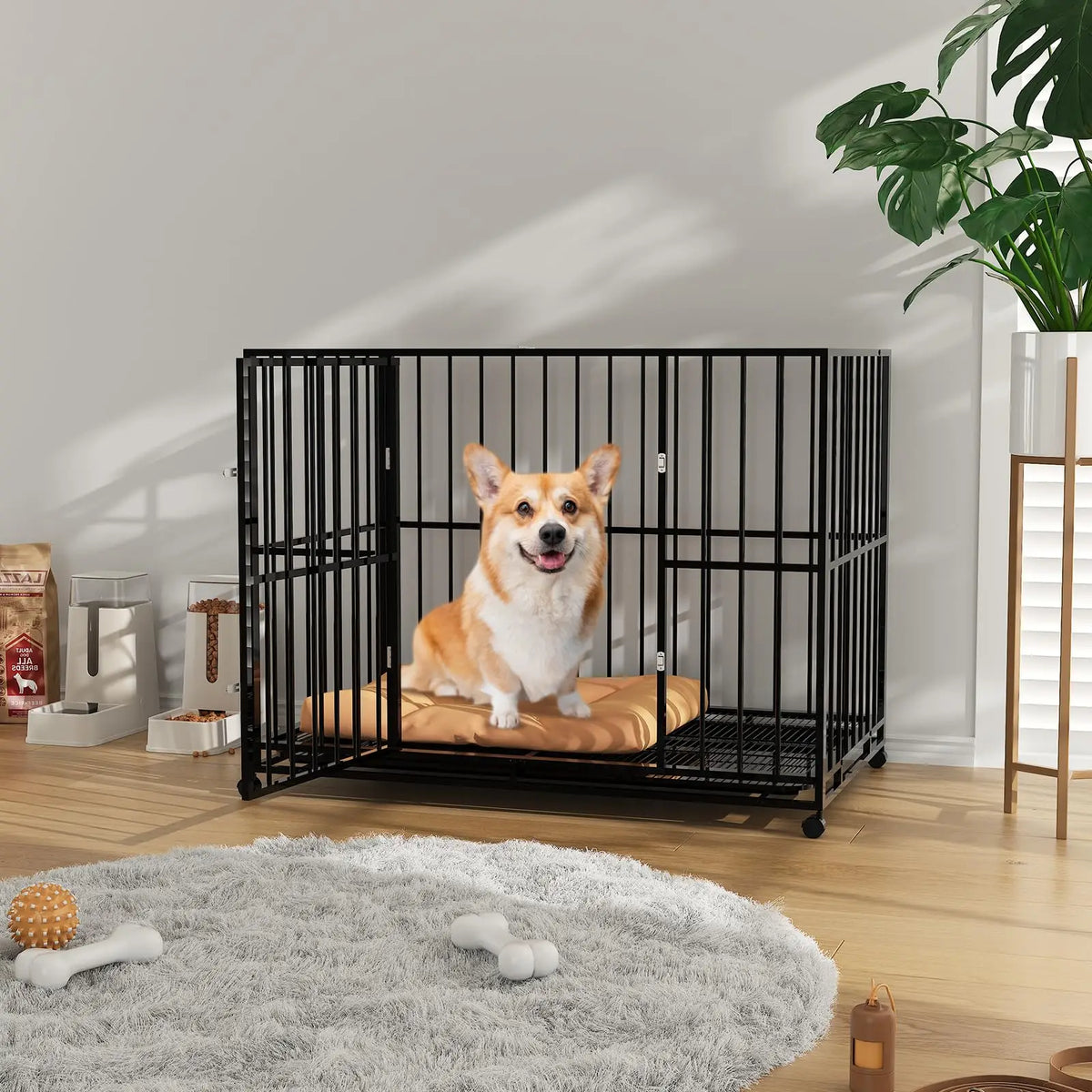 Anixol Heavy Duty Stainless Steel Dog Crate With Wheels