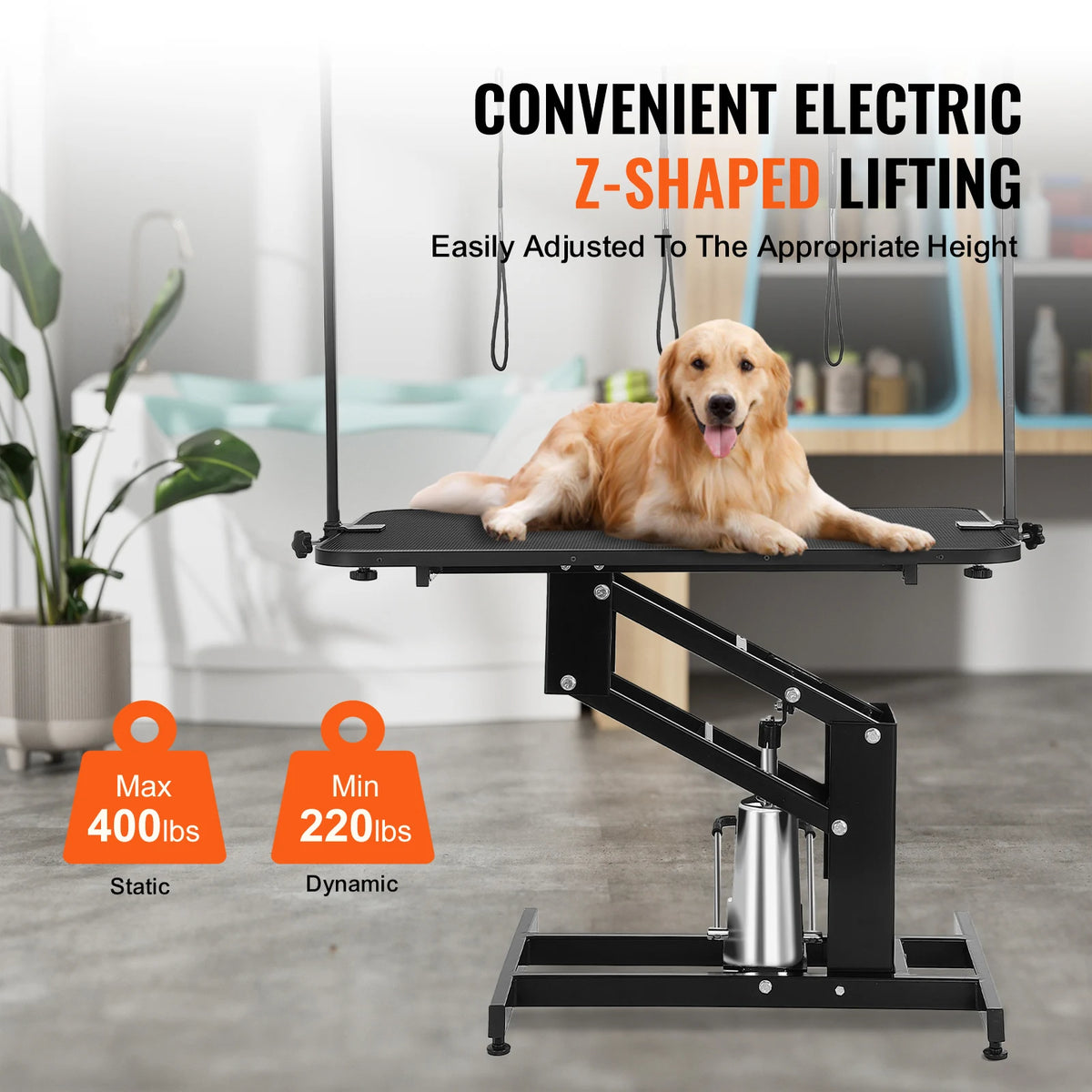 VEVOR Hydraulic Pet Grooming Table Adjustable Height Safety Arm