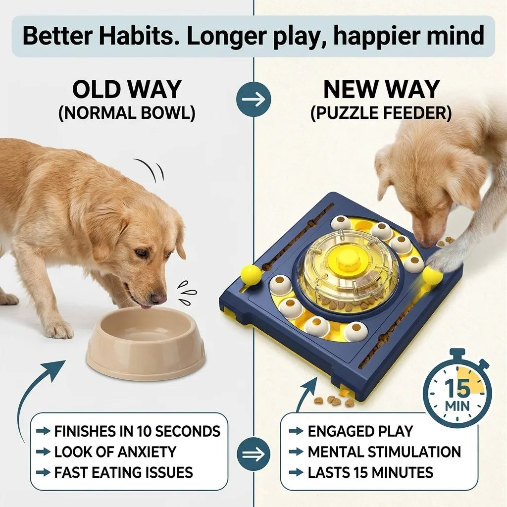 Dog Puzzle Toy DJ Turntable Interactive Treat Dispenser For Enrichment