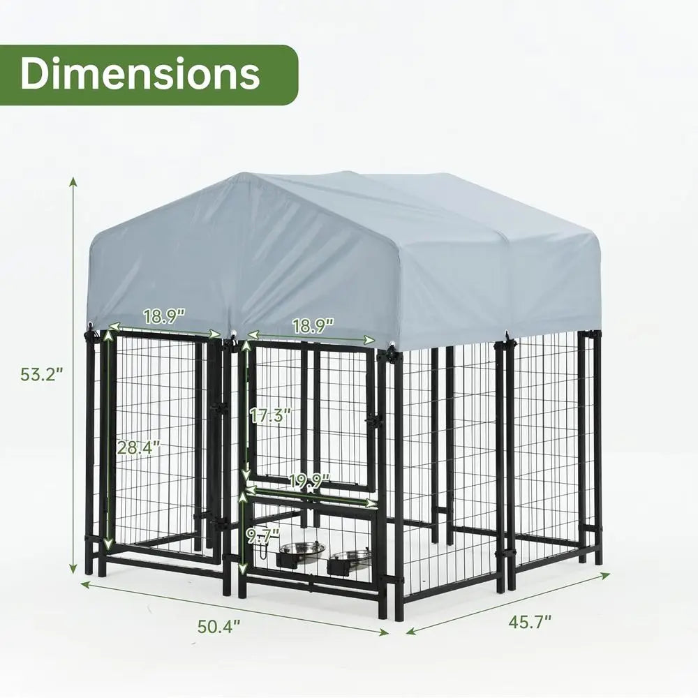 Heavy Duty Outdoor Steel Dog Kennel with Secure Lock