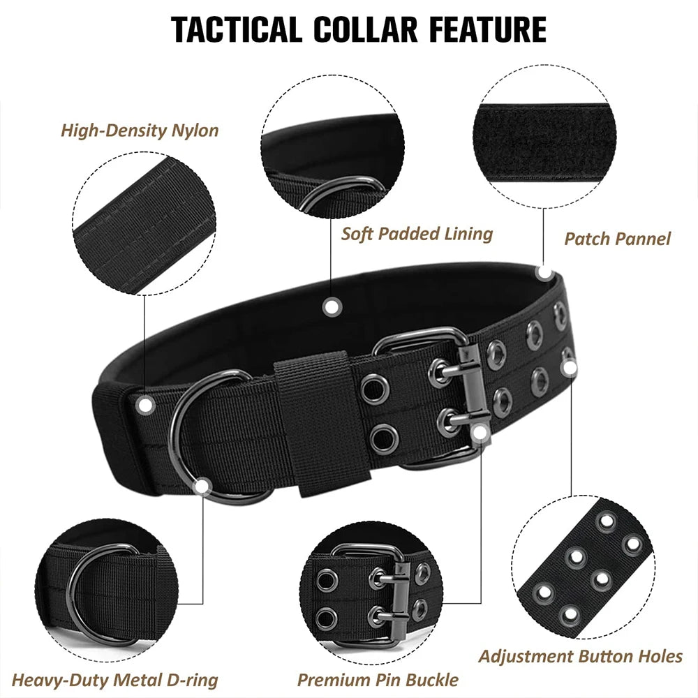 Durable Nylon Tactical Dog Collar for Training and Outdoor Use