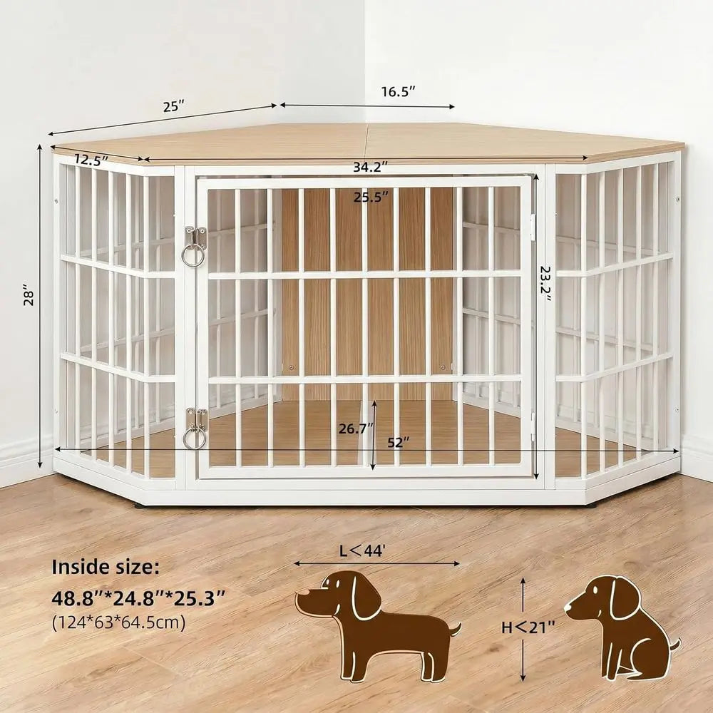 Wooden Dog Crate Furniture End Table Indoor Chewproof Durable Kennel