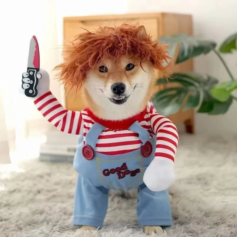 Halloween Chucky 3D Upright Dog Cat Costume Cosplay Outfit