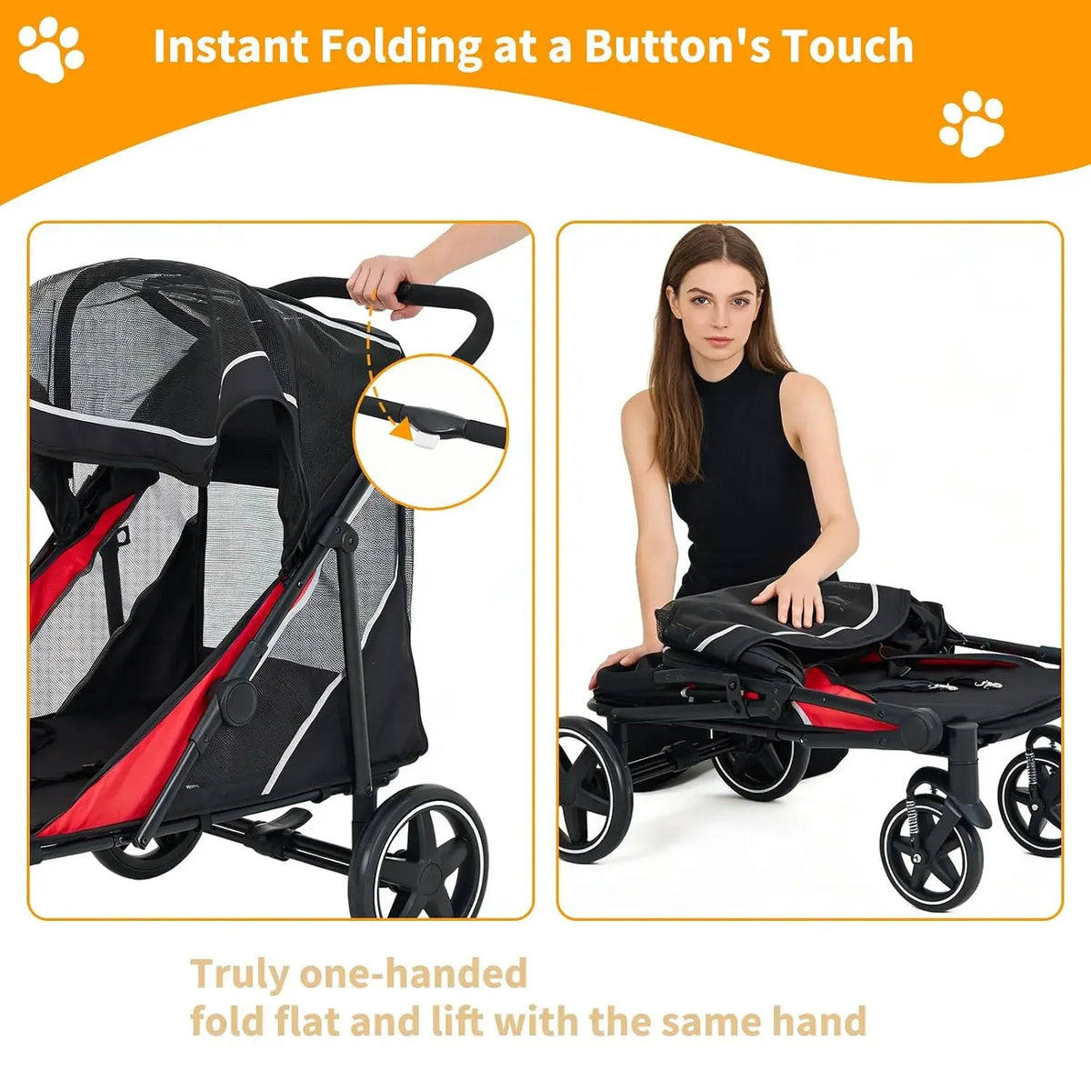 Garvee Heavy Duty Foldable Dog Stroller With Mesh Ventilation