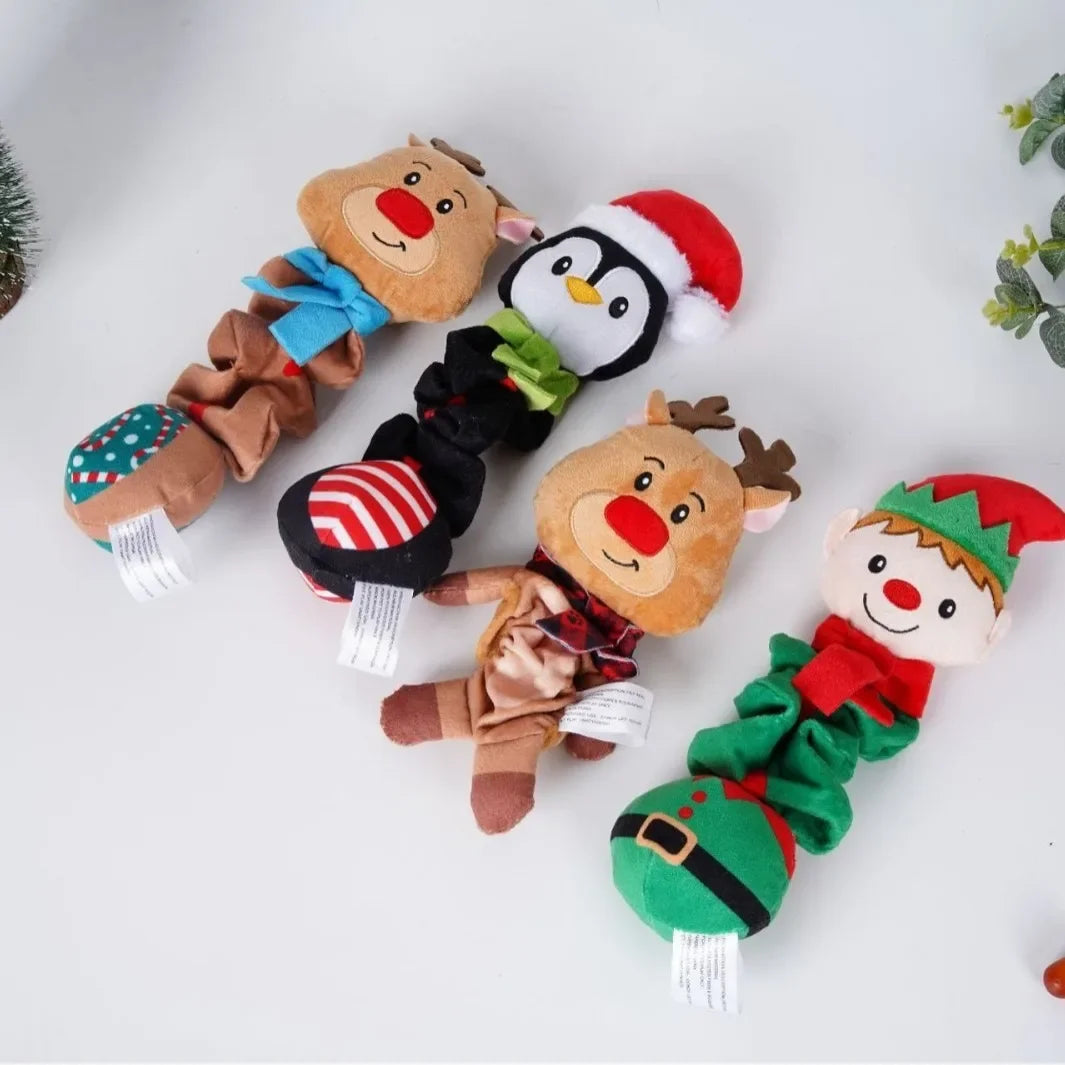 Christmas Elf Penguin Fleece Squeaky Dog Toy For Pets