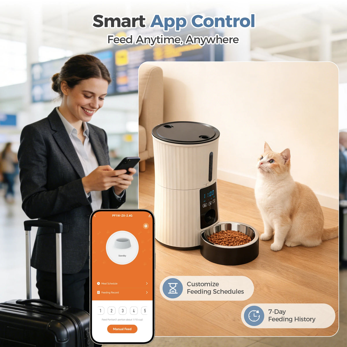 JHK WiFi Automatic Timed Cat Feeder With App Control