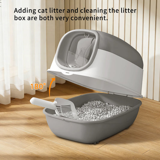 Switchable Open Semi Enclosed Plastic Cat Litter Box