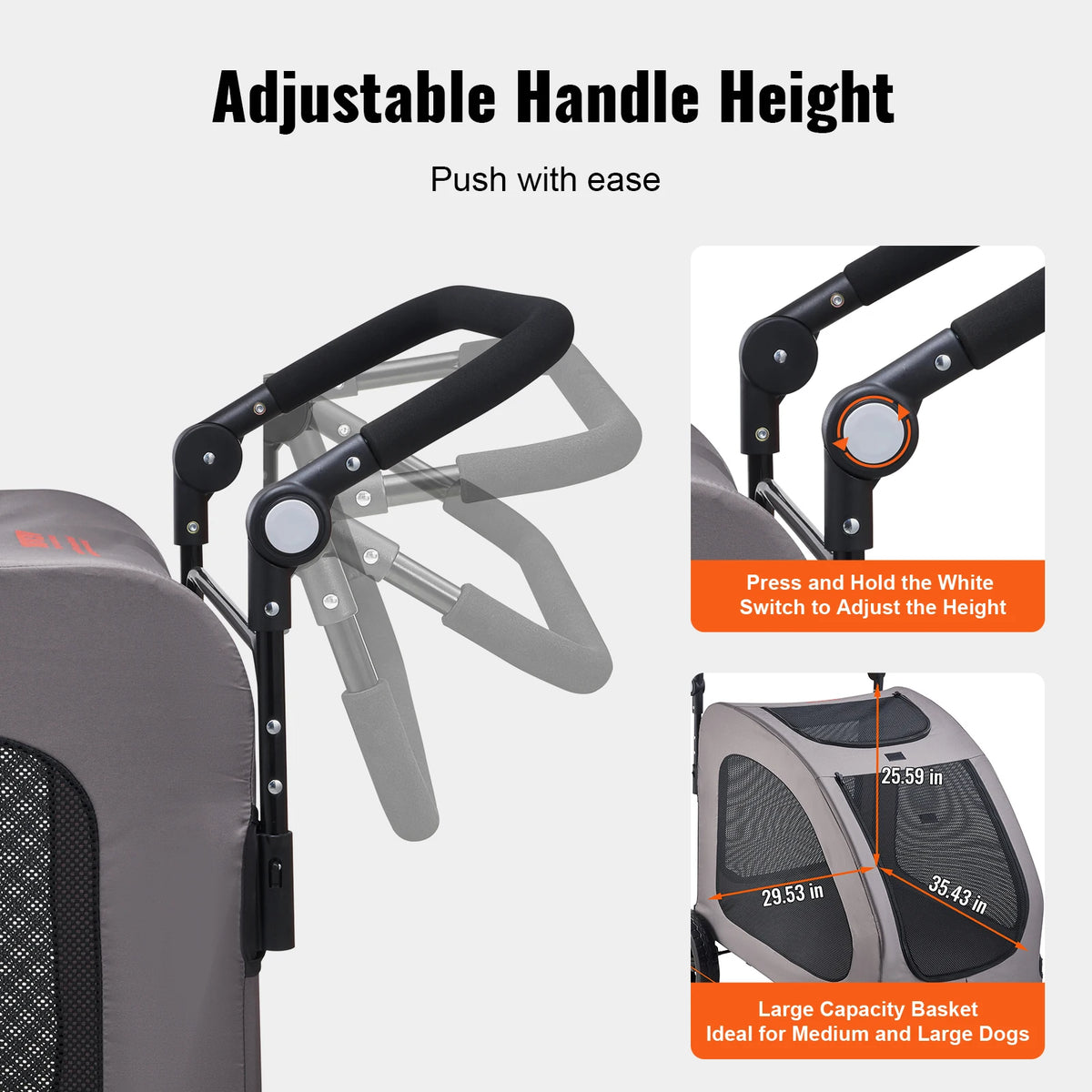 SucceBuy Portable Pet Stroller Carrier With Mesh Windows