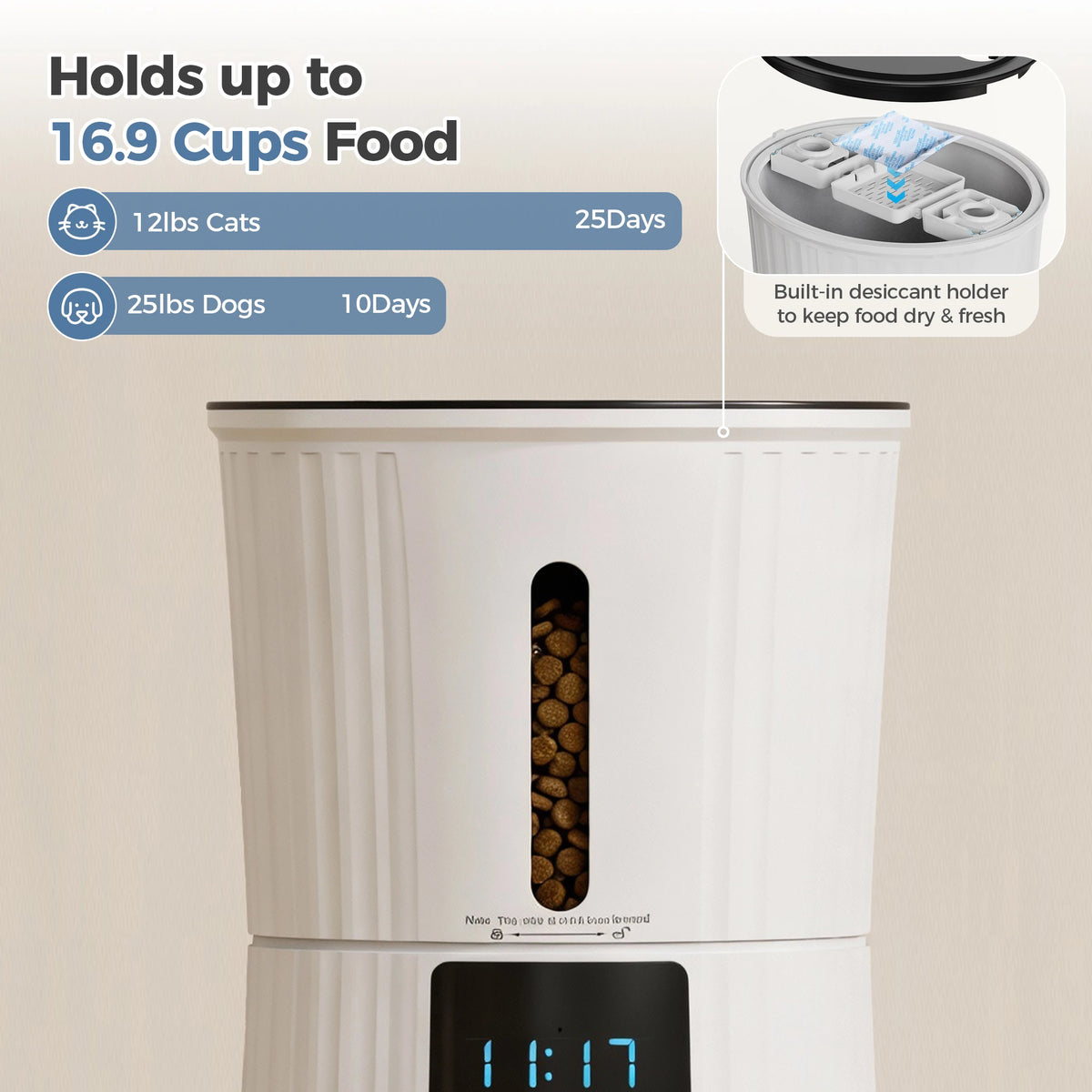 JHK WiFi Automatic Timed Cat Feeder With App Control