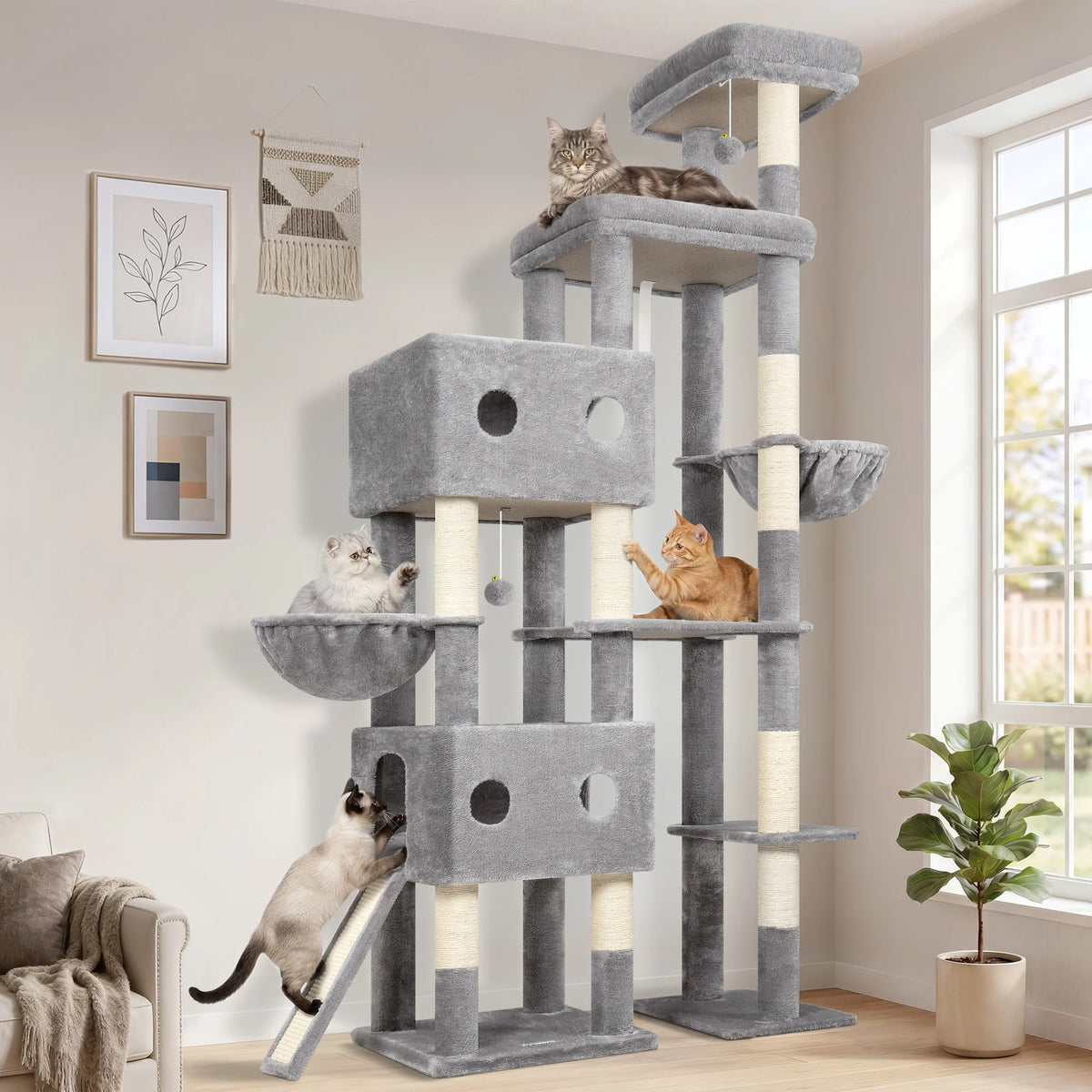 Globlazer Heavy Duty Cat Tree For Large Cats With Hammocks