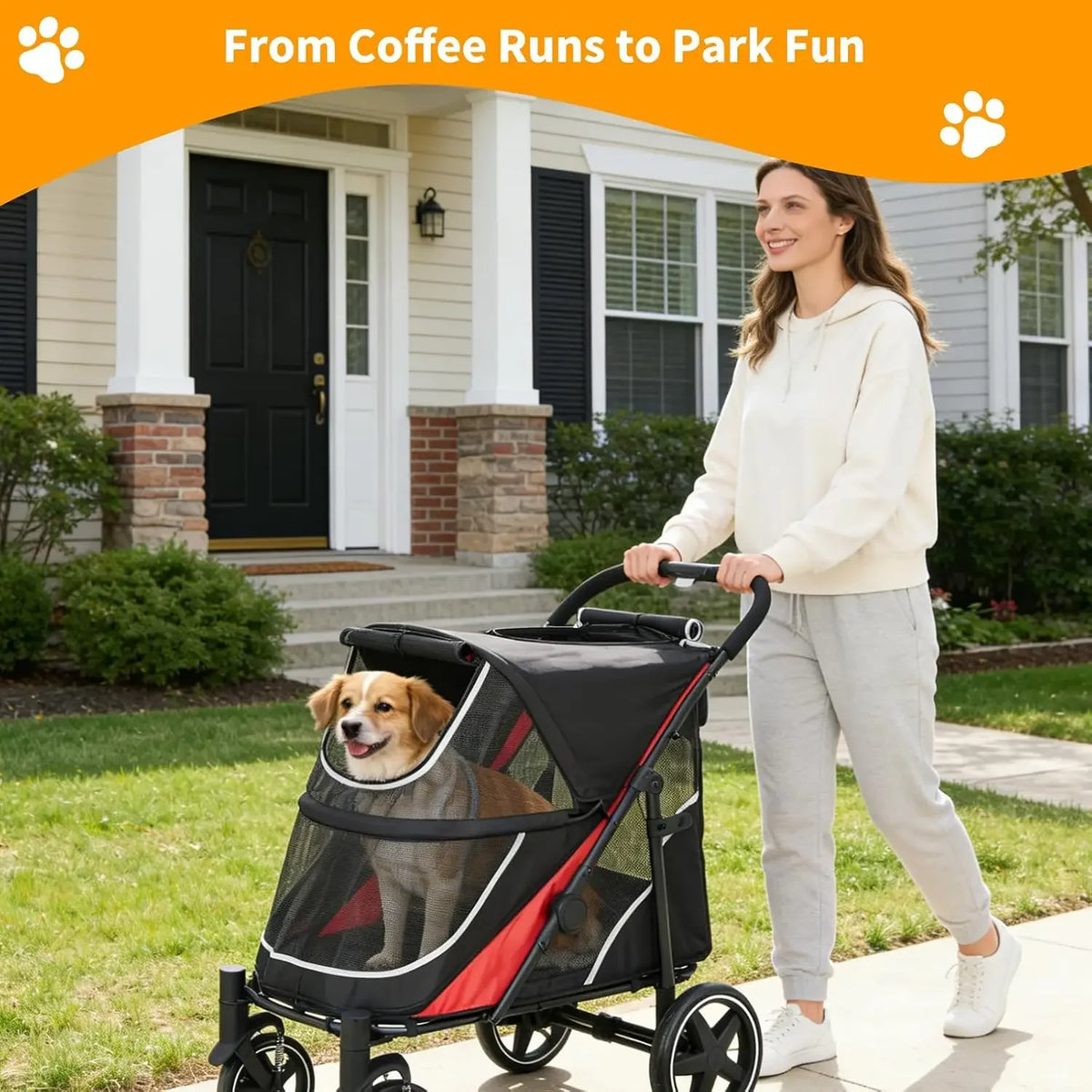 Garvee Heavy Duty Foldable Dog Stroller With Mesh Ventilation