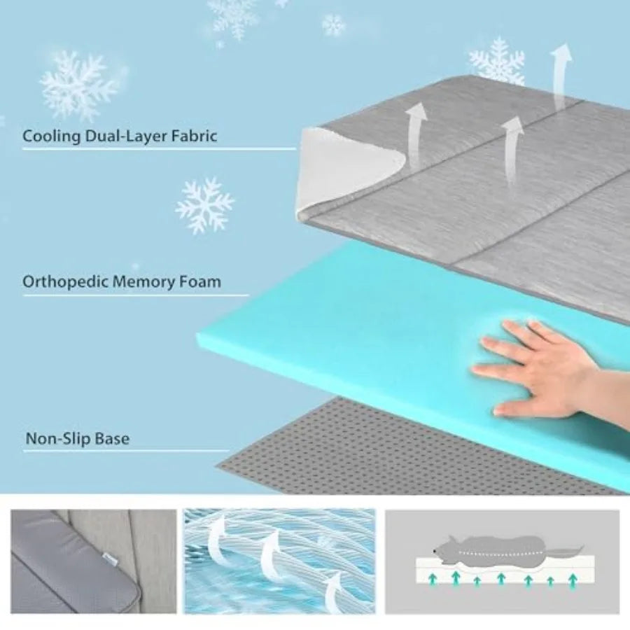 Orthopedic Memory Foam Dog Cooling Mat Non Slip Joint Relief