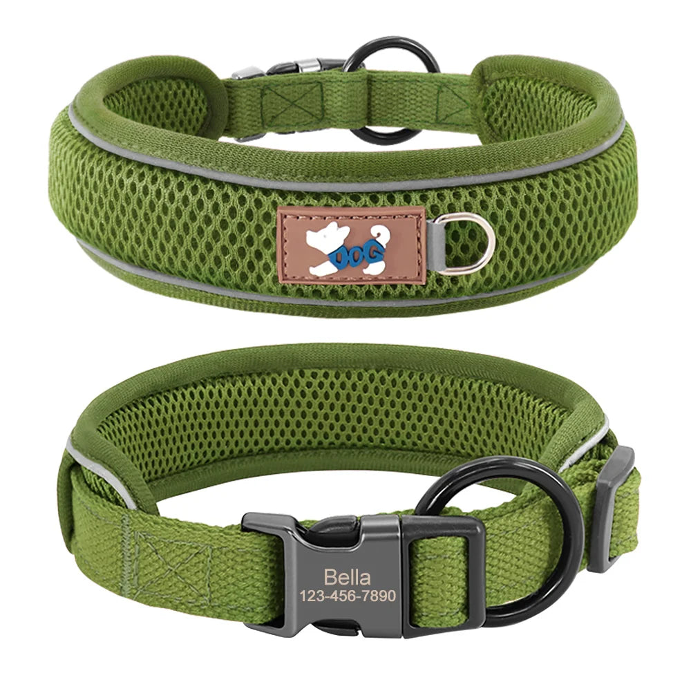 Personalized Breathable Mesh Dog Collar Reflective Free Engraving