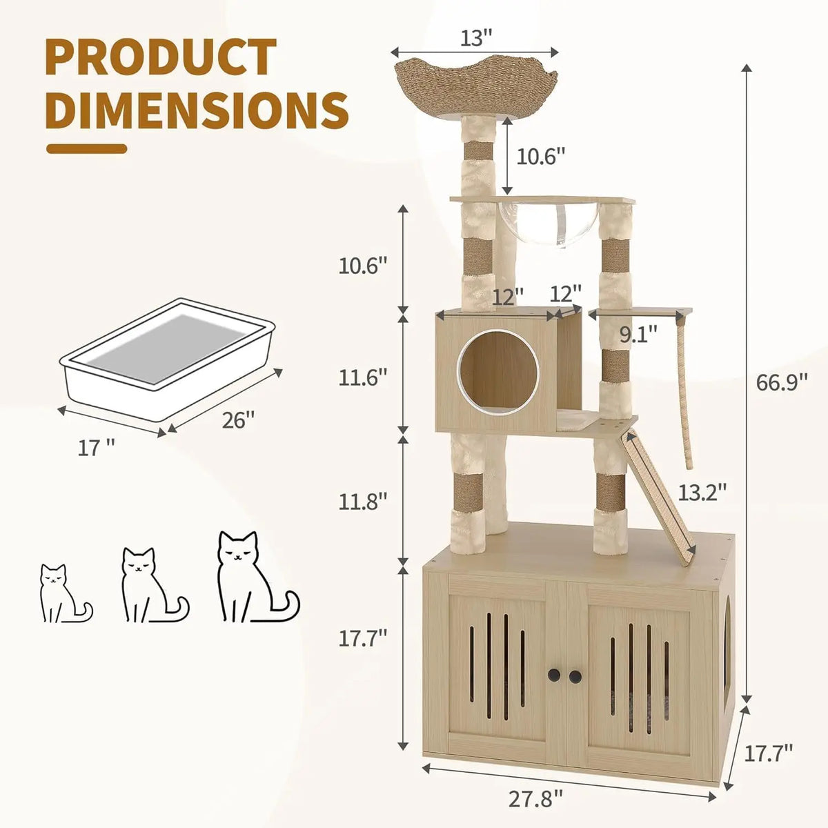 Twister Rattan Space Capsule Cat Condo With Litter Box Scratchers