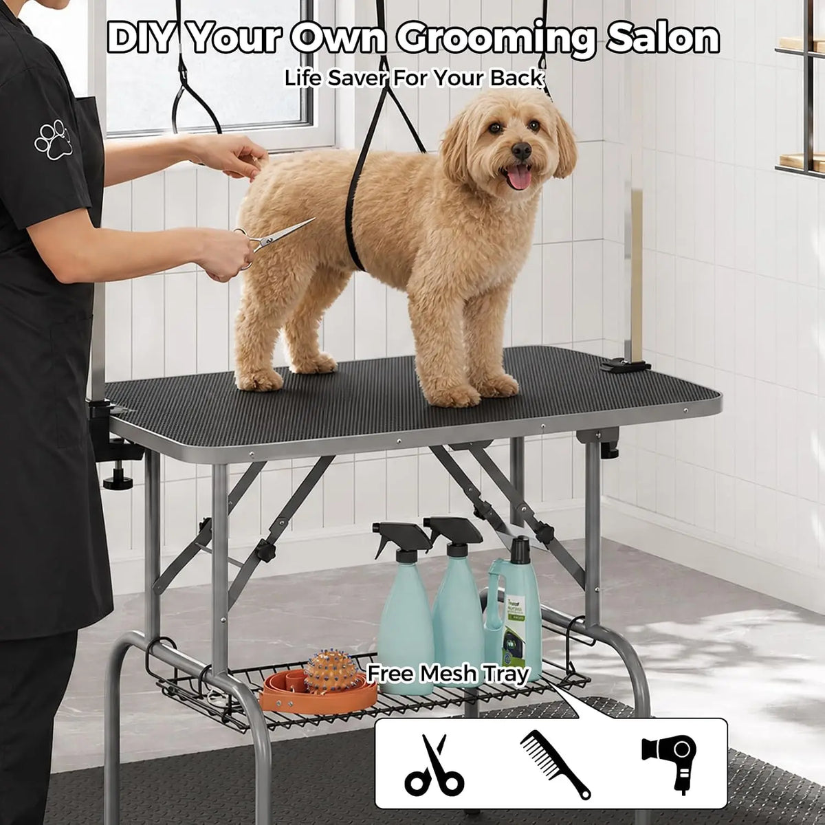 Heavy Duty Foldable Dog Grooming Table For Professional Use