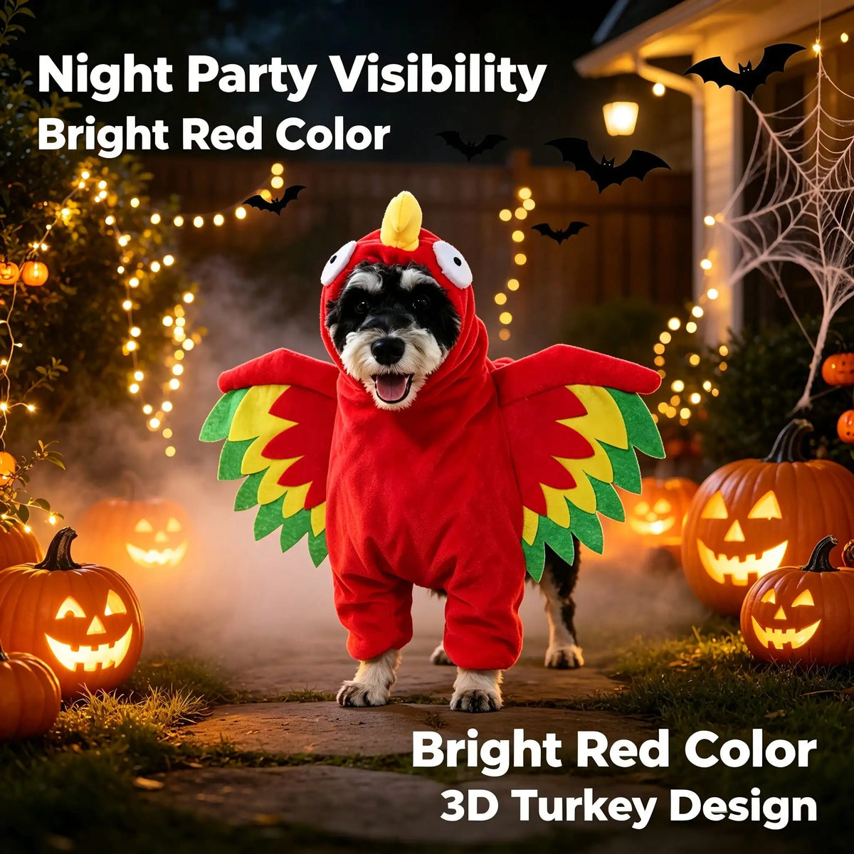 Halloween Pet Turkey Costume With 3D Wings For Dogs