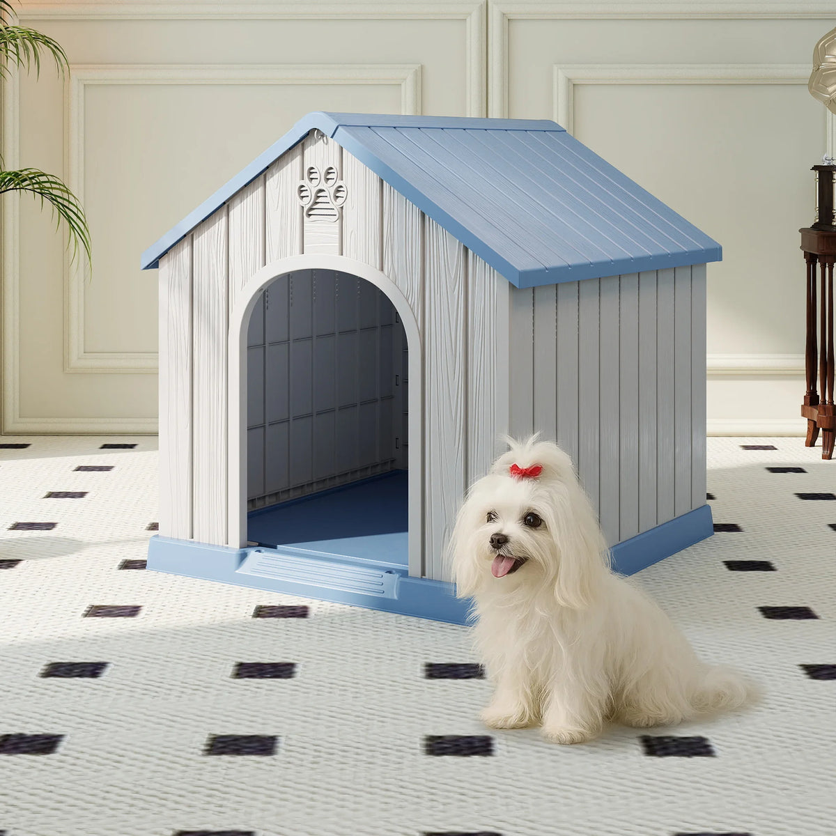 Weatherproof Plastic Dog House For Small Pets Indoor Outdoor