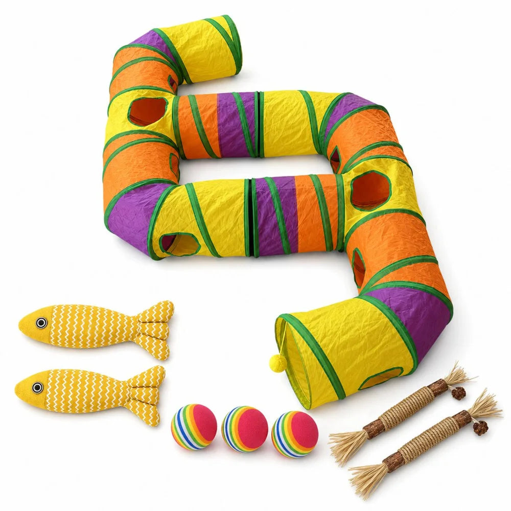 Zoe Connectable Foldable Cat Tunnel Maze Interactive Playset