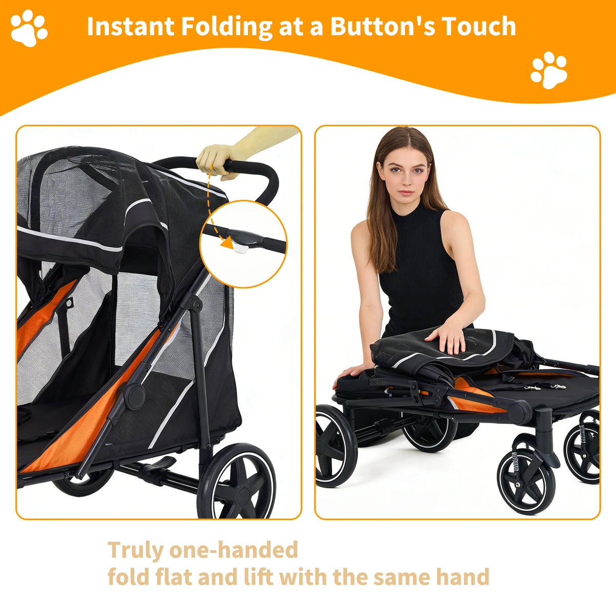 Premium Foldable Pet Stroller With Sunshade And Storage Bag