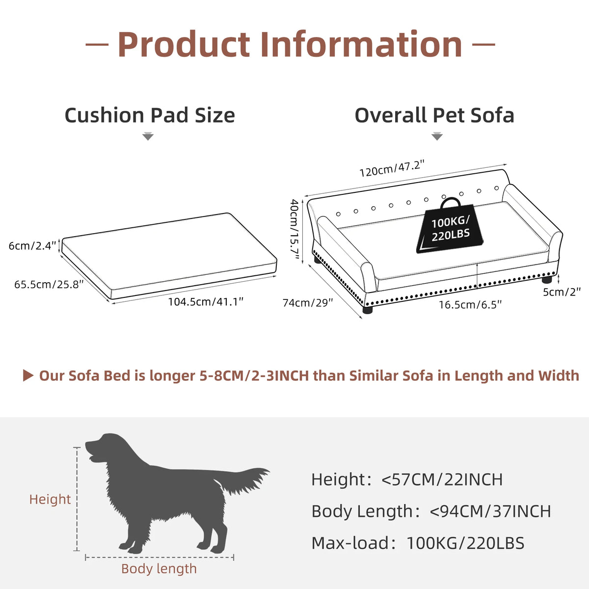 BINGOPAW Elevated Dog Sofa With Removable Microfiber Cover
