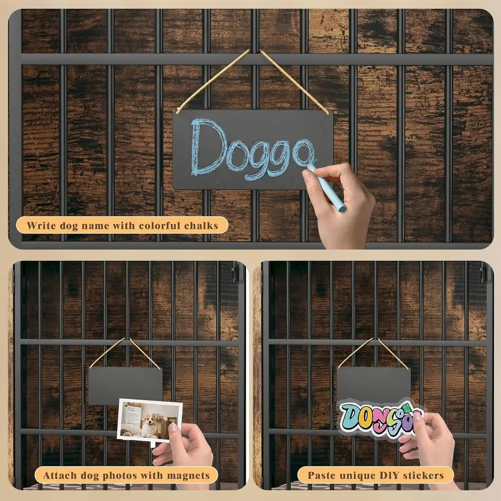Sturdy Metal And Wood Double Dog Kennel For Indoors