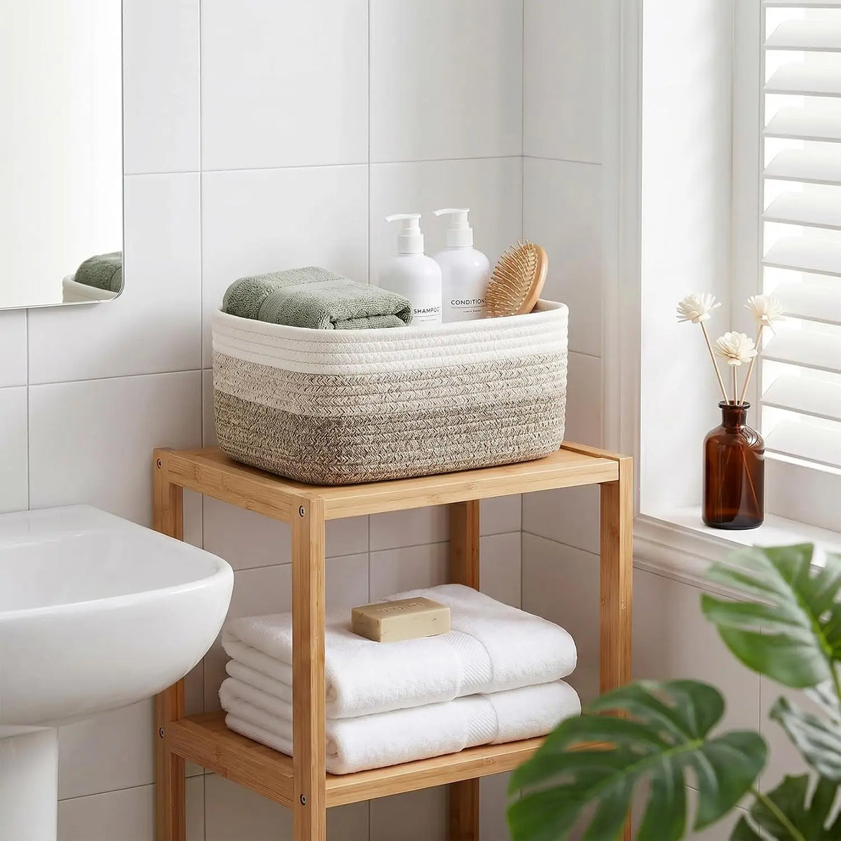 Garvee Woven Cotton Rope Storage Baskets Set of 3 Organizer