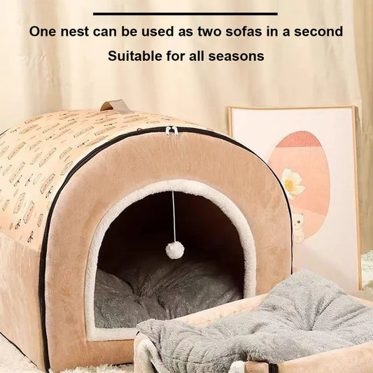 Detachable Washable Pet Cave Bed House for Cats and Dogs