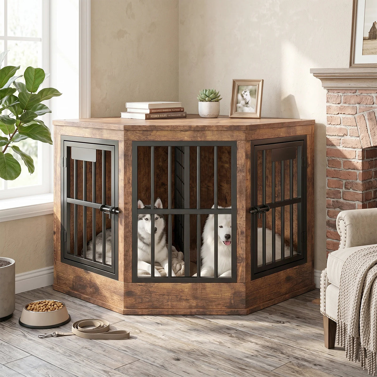 Modern Wooden Corner Dog Crate Furniture And TV Console