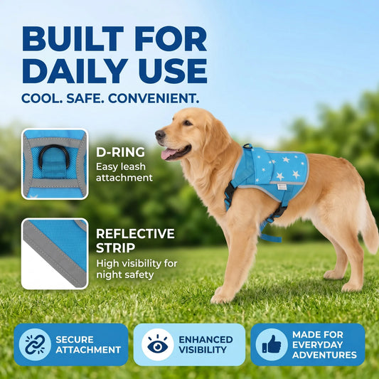 Premium Dog Cooling Vest With Freezer Packs For Summer Outdoors