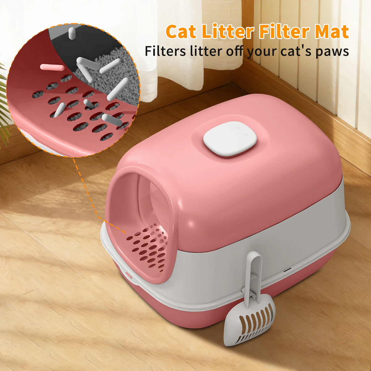 Switchable Open Semi Enclosed Plastic Cat Litter Box