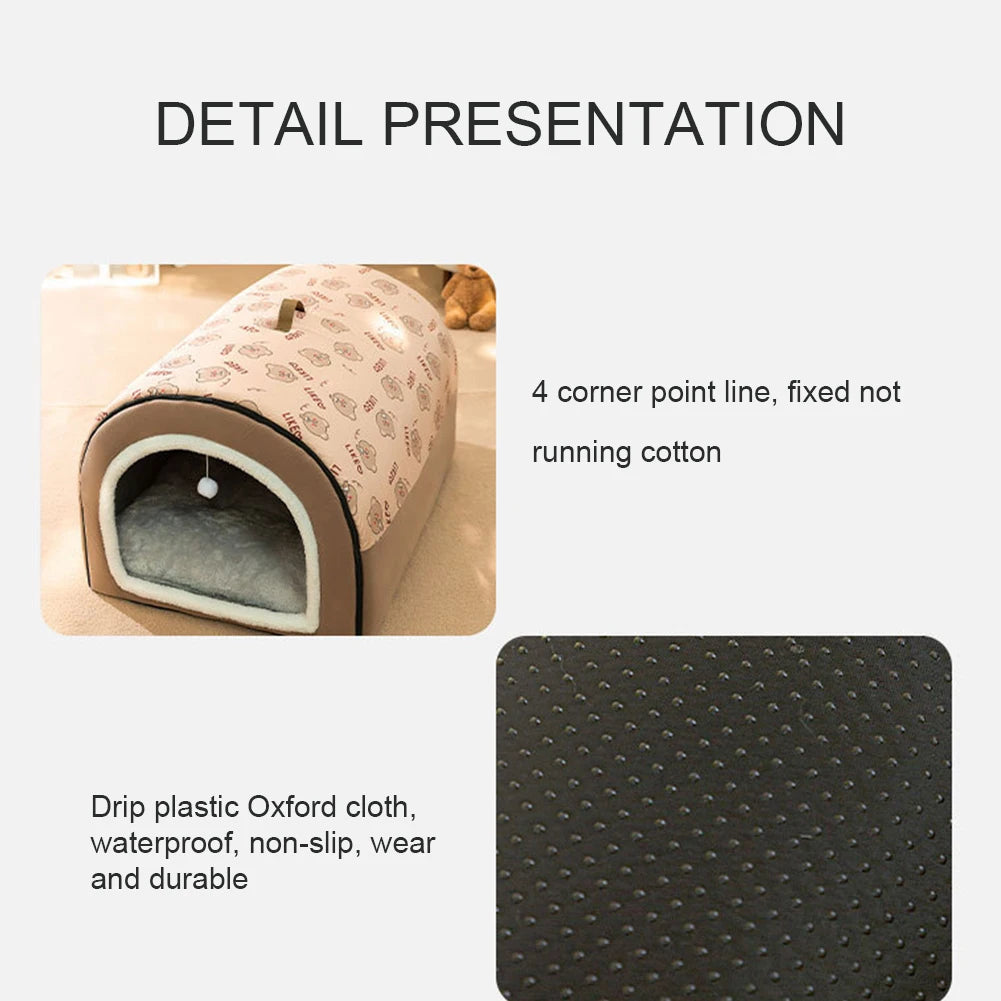Detachable Washable Pet Cave Bed House for Cats and Dogs