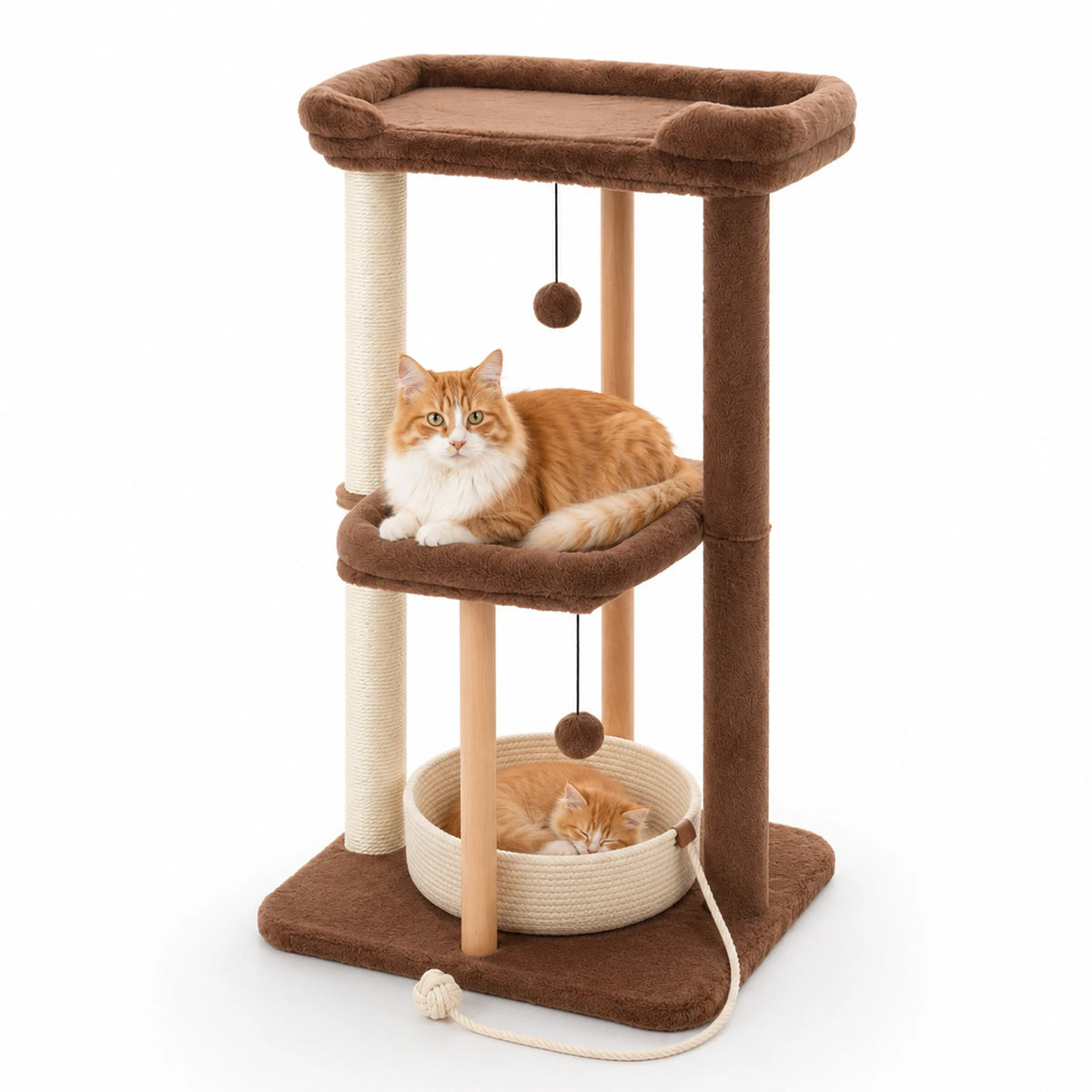 PAWZ Road Wooden Cat Tree With Scratching Posts Removable Bed