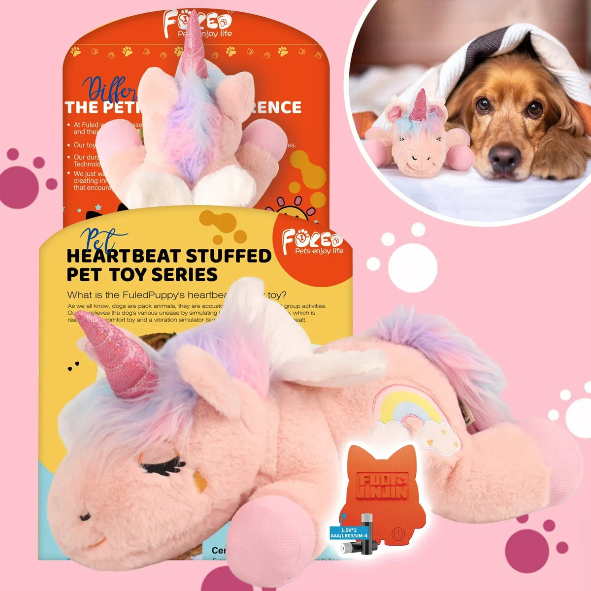 Calming Heartbeat Plush Dog Toy With Puppy Anxiety Relief Aid