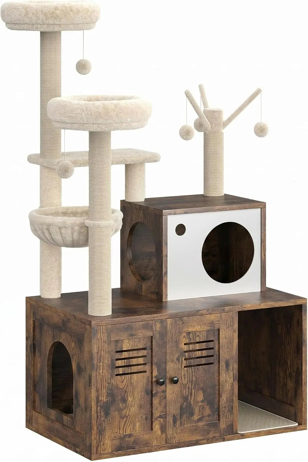 Garvee Multifunctional Cat Litter Cabinet With Integrated Cat Tree