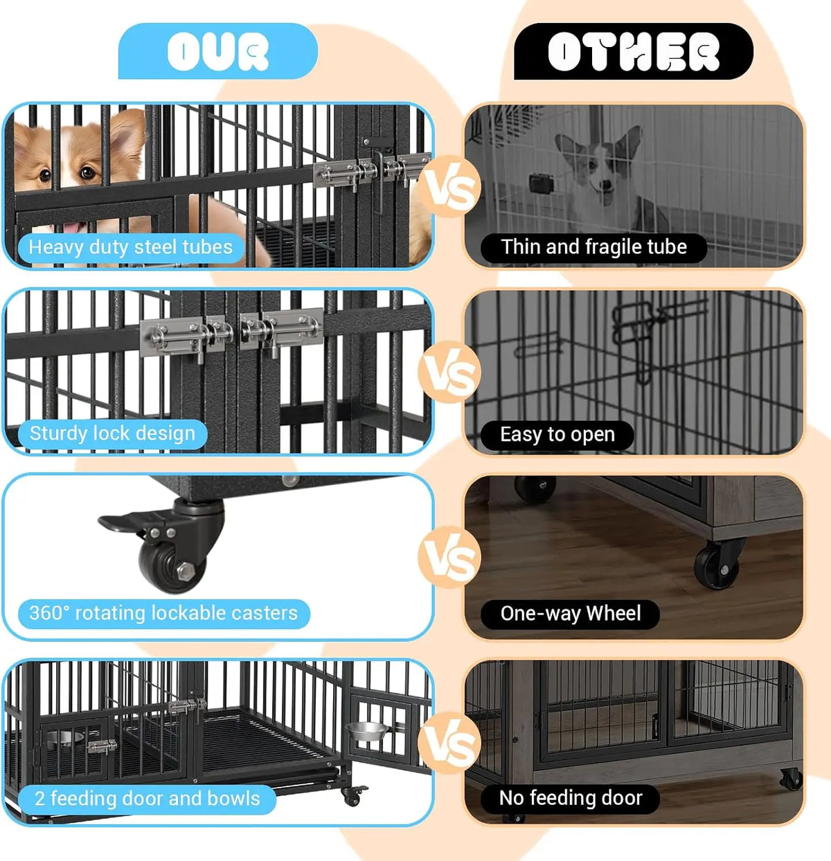 Anixol Heavy Duty Metal Dog Crate With Double Entry Doors