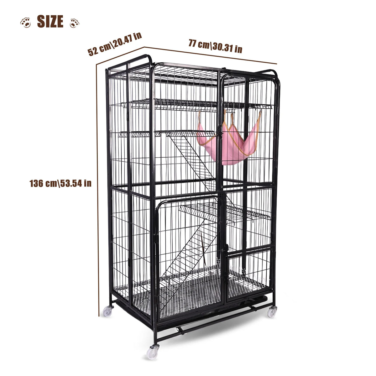 ATUOTIN 4-Tier Cat Cage With Wheels And Rolling Storage Tray