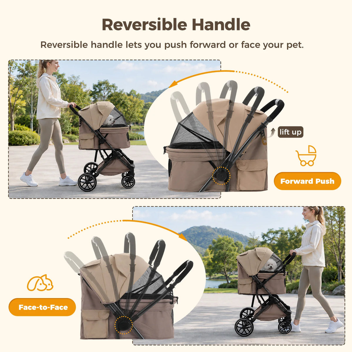 Pawz Road Foldable Pet Stroller With Secure Storage Basket