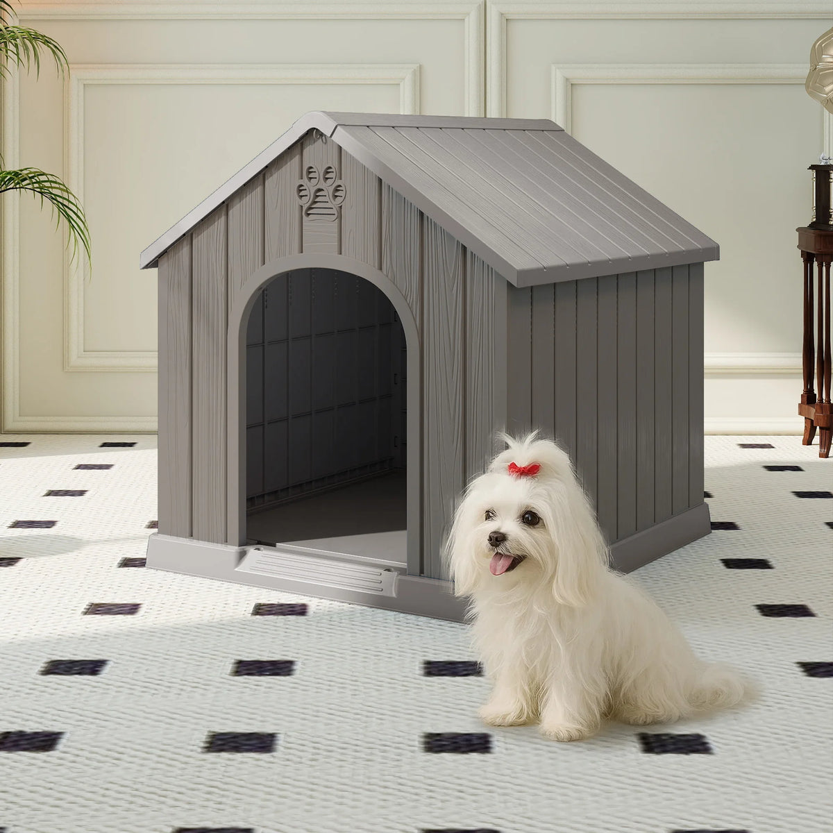 Waterproof Ventilated Plastic Dog House For Backyard Use