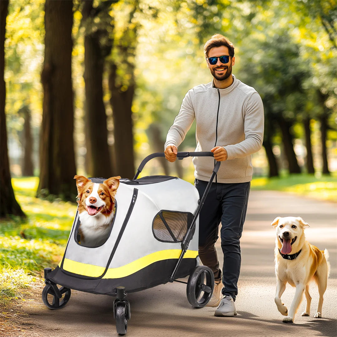 BingoPaw Foldable Dog Stroller with Rainproof Cover for Pet Travel