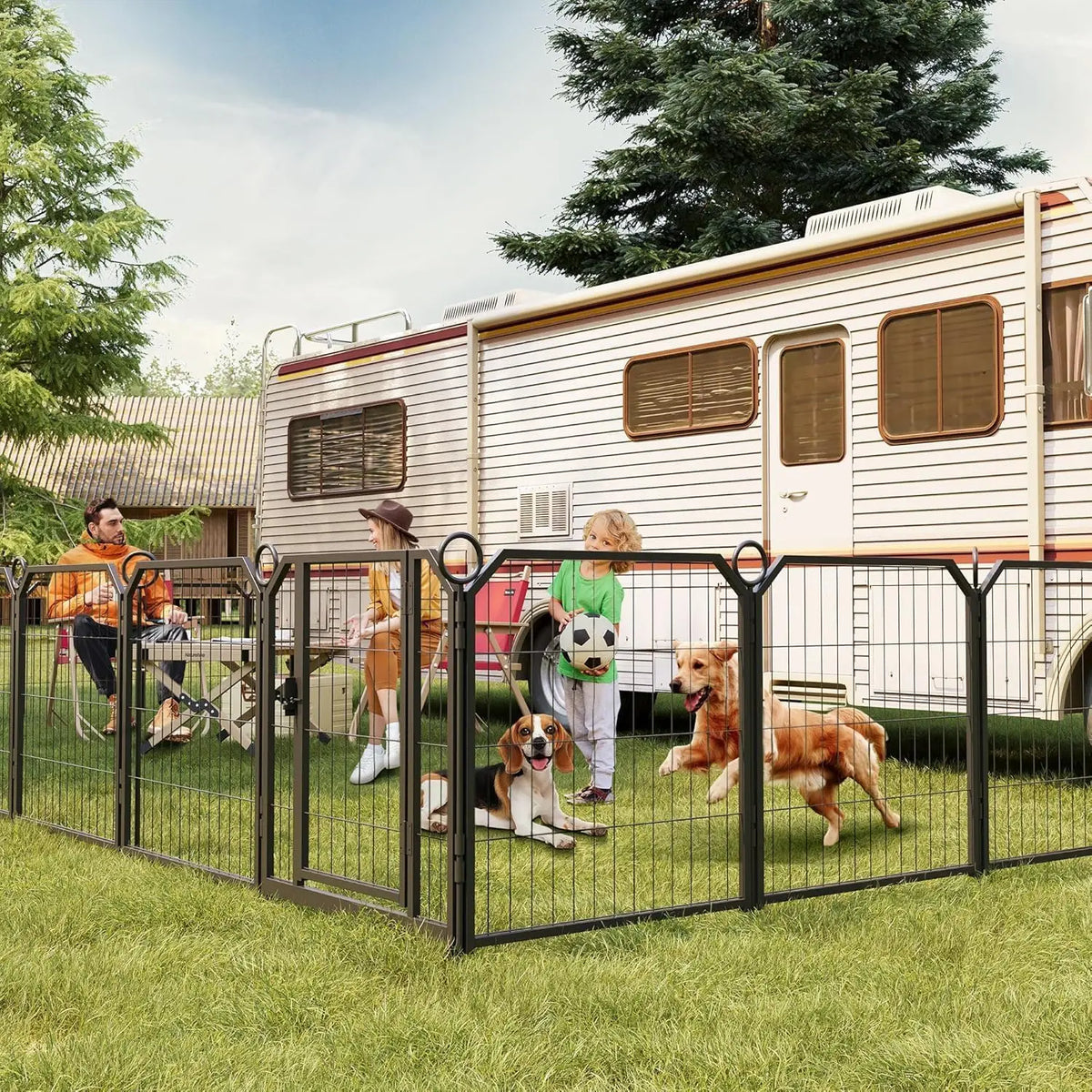 TWISTER.CK Heavy Duty Metal Pet Playpen With Lockable Interlocking Panels