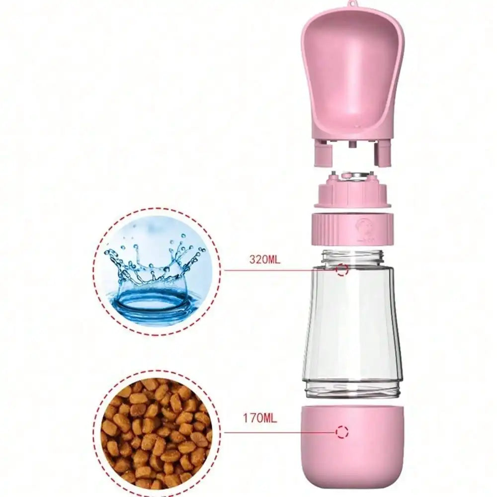 Portable Dog Water Bottle And Food Dispenser For Outdoor Adventures