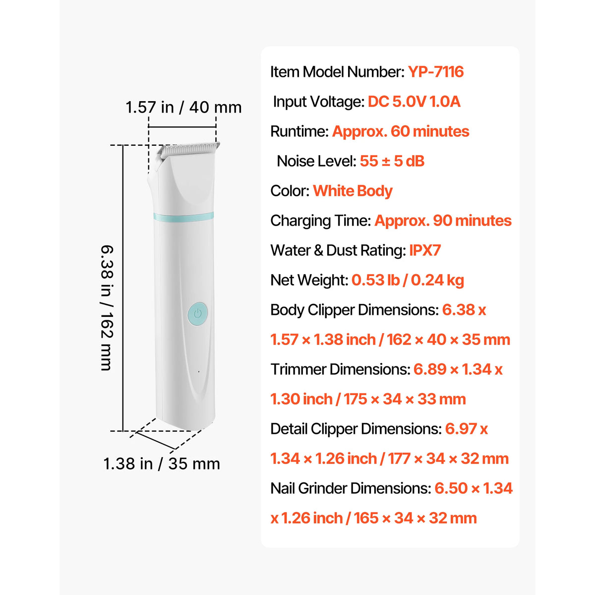 SucceBuy 4 In 1 Dog Grooming Clippers With Detachable Blades