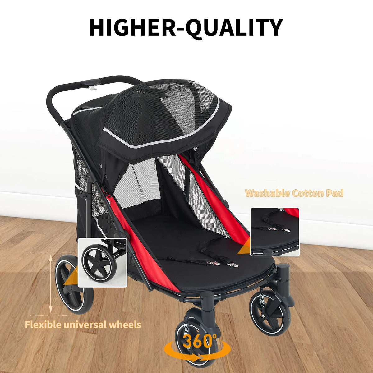 Premium Foldable Pet Stroller With Sunshade And Storage Bag