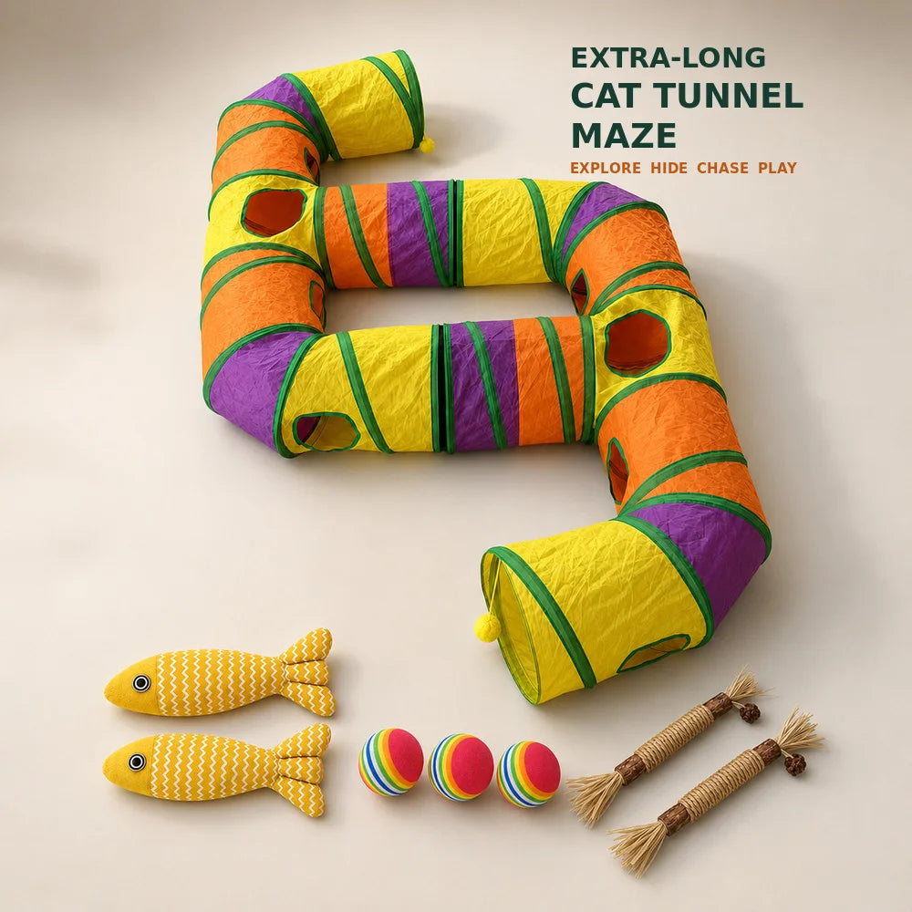 Zoe Connectable Foldable Cat Tunnel Maze Interactive Playset